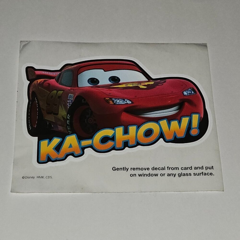 Disney Cars Lightning McQueen 5" Window Cling Decoration Ka-Chow! NEVER USED